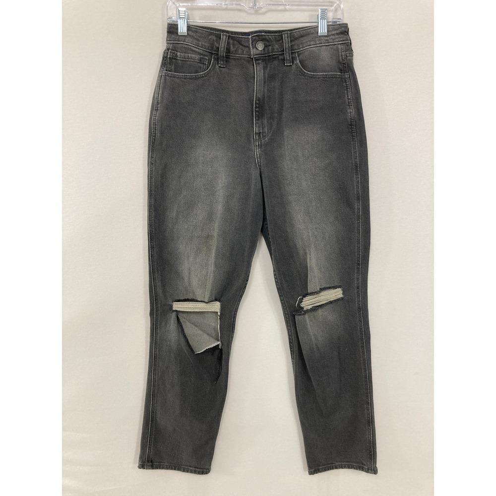 Hollister Ultra High-Rise Mom Jeans size W28 Black Gray Distressed